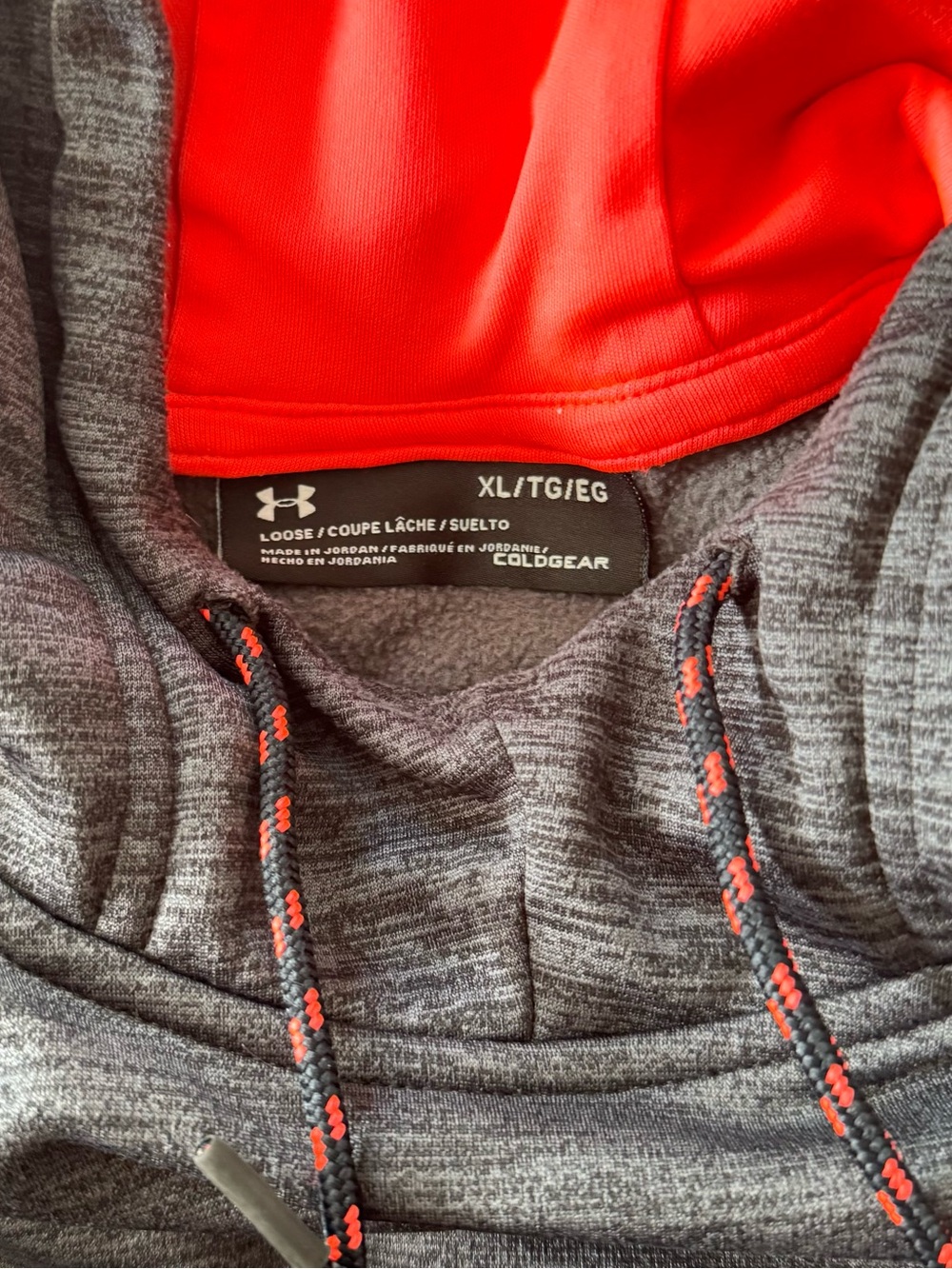 Men’s Under Armour Fleece Twist Hooded Sweatshirt in Black/Orange-inlet XL - Picture 8 of 8